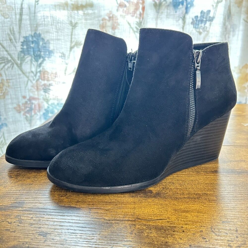 Style & Co. Wynonaa Dual-Zip Wedge Ankle Booties Size 8